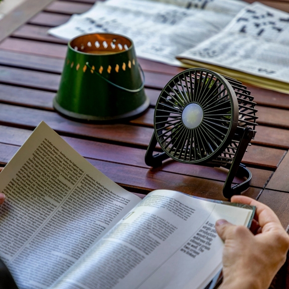 LitezAll Rechargeable USB Powered Portable 3 Speed Fan Light Combo 180° Swivel - Picture 8 of 8